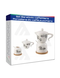 Set Barattolo caffettiera Porcellana 2x caffè,zucchero