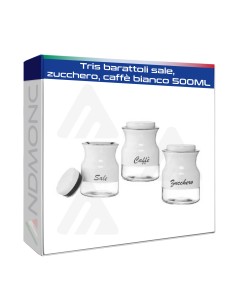 Tris barattoli sale/zucchero/caffè bianco 500ML