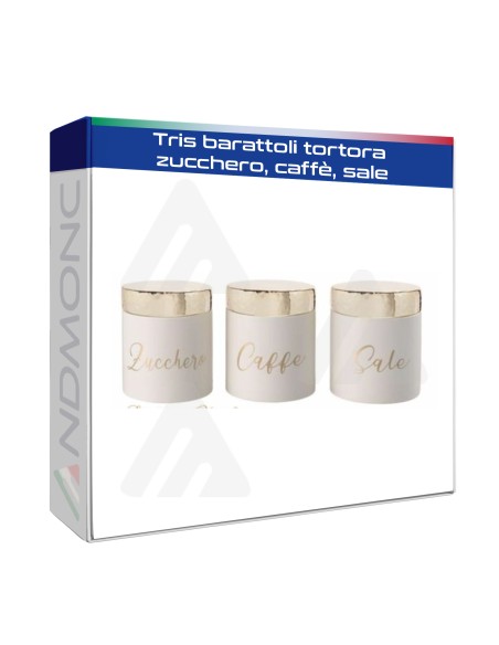 Tris barattoli tortora zucchero, caffè, sale
