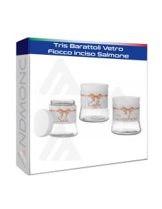 Tris Barattoli Vetro Fiocco inciso Salmone