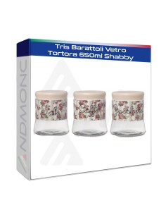 Tris Barattoli Vetro Tortora 650ml Shabby
