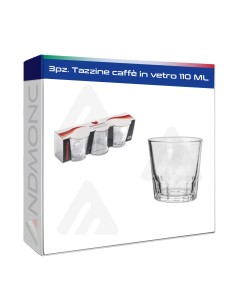 3pz. Tazzine caffè in vetro 110 ML