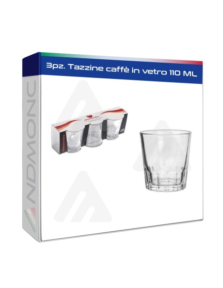 3pz. Tazzine caffè in vetro 110 ML