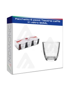 Pacchetto 6 pezzi Tazzine caffè in vetro 90ML art.107689