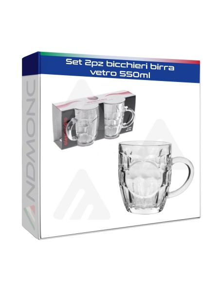 Set 2pz bicchieri birra vetro 550ml