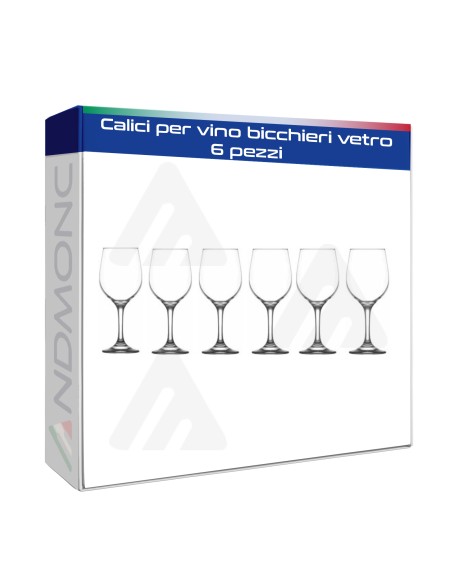 Calici per vino bicchieri vetro 6 pezzi