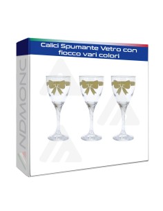 Calici Spumante Vetro con fiocco vari colori