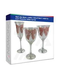 Set da 6pz. calici, bicchieri Vetro con fiocco Marrone