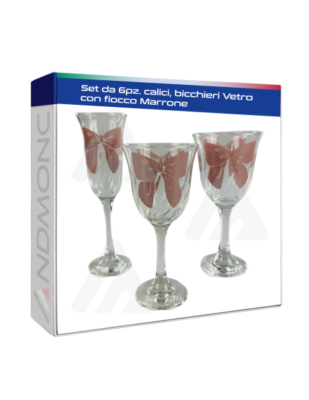 Set da 6pz. calici, bicchieri Vetro con fiocco Marrone