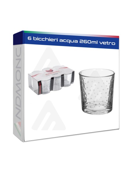 6 bicchieri acqua 260ml vetro