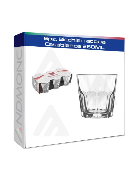 6pz. Bicchieri acqua Casablanca 260ML