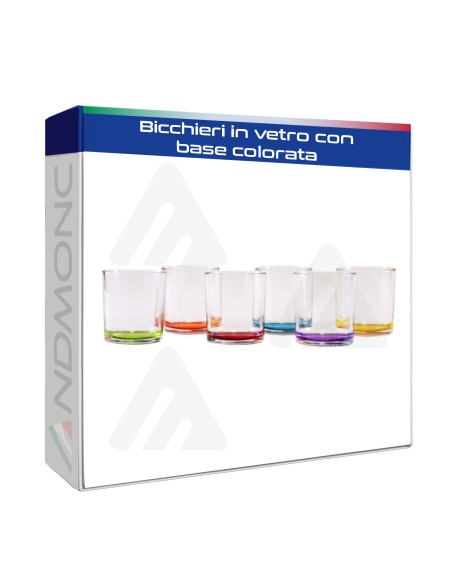 bicchieri in vetro con base colorata