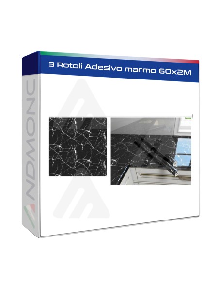Set da 3 Rotoli Adesivo marmo 60x2M , tavoli, mobili, interni TA-009