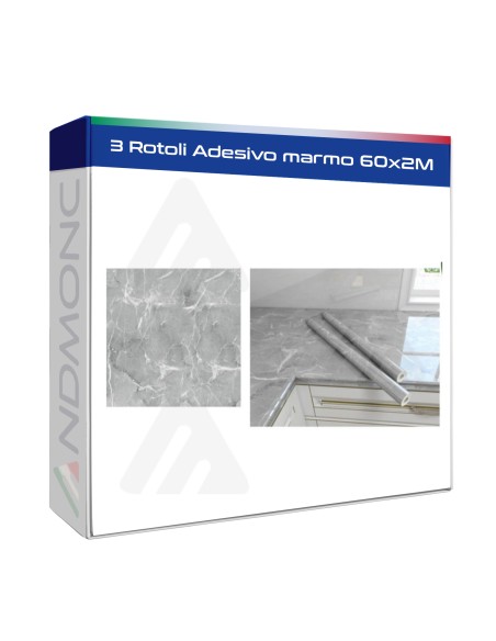 Set da 3 Rotoli Adesivo marmo 60x2M , tavoli, mobili, interni TA-004