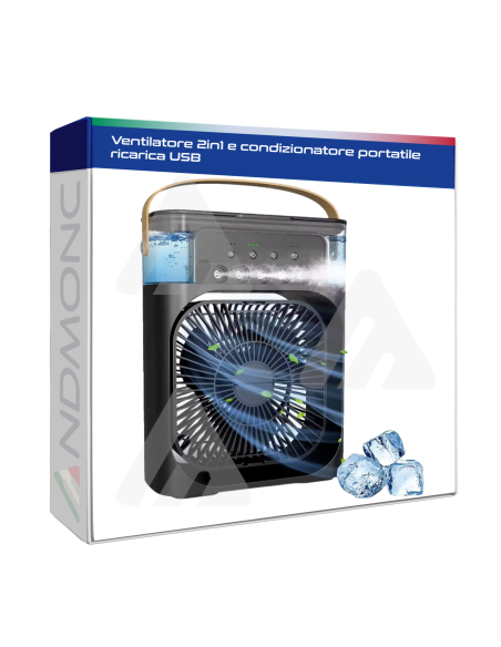 Ventilatore 2in1 e condizionatore portatile ricarica USB