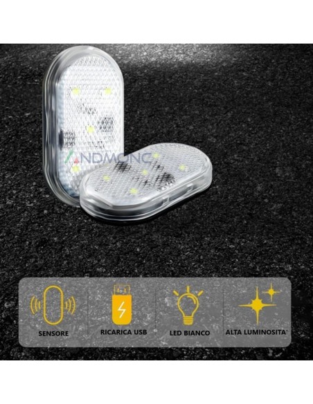 Luci sottoporta senza fili led bianco 2pz per tutte le Opel