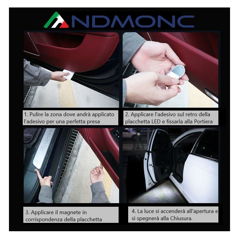 Luci sottoporta senza fili led bianco 2pz per...