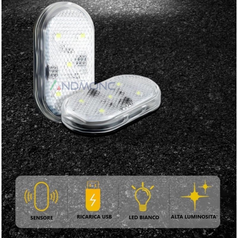 Luci sottoporta senza fili led bianco 2pz per...