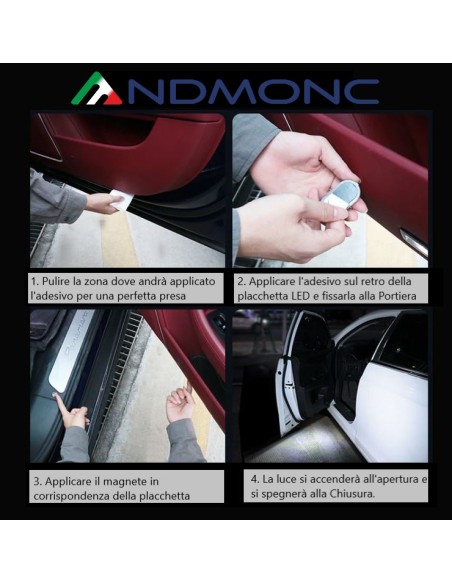 Luci sottoporta senza fili led bianco 2pz per tutti gli Iveco