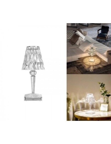 Lampada Tavolo diamantata ricaricabile USB effetto cristallo