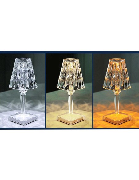Lampada Tavolo diamantata ricaricabile USB effetto cristallo