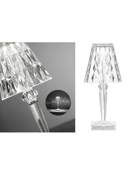 Lampada Tavolo diamantata ricaricabile USB effetto cristallo