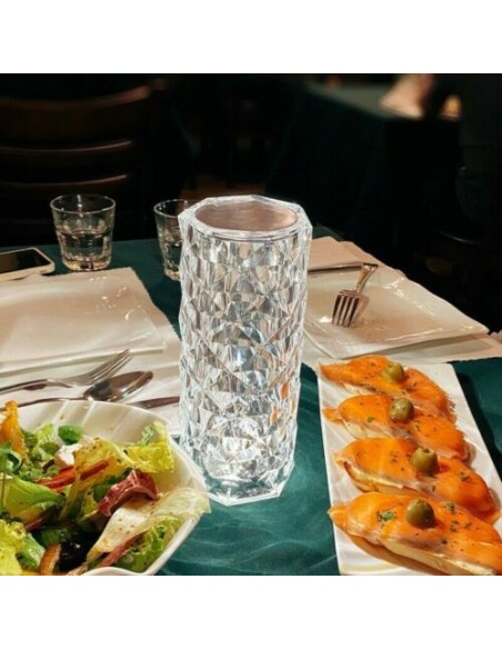 Lampada Tavolo diamantata ricaricabile USB effetto cristallo bar ristoranti