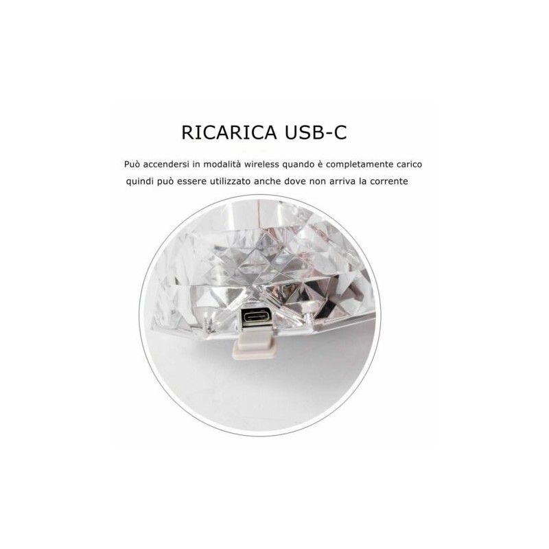 Lampada Tavolo diamantata ricaricabile USB...