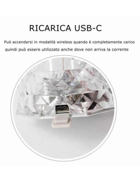 Lampada Tavolo diamantata ricaricabile USB effetto cristallo bar ristoranti