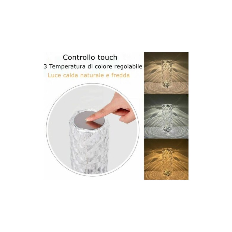 Lampada Tavolo diamantata ricaricabile USB...