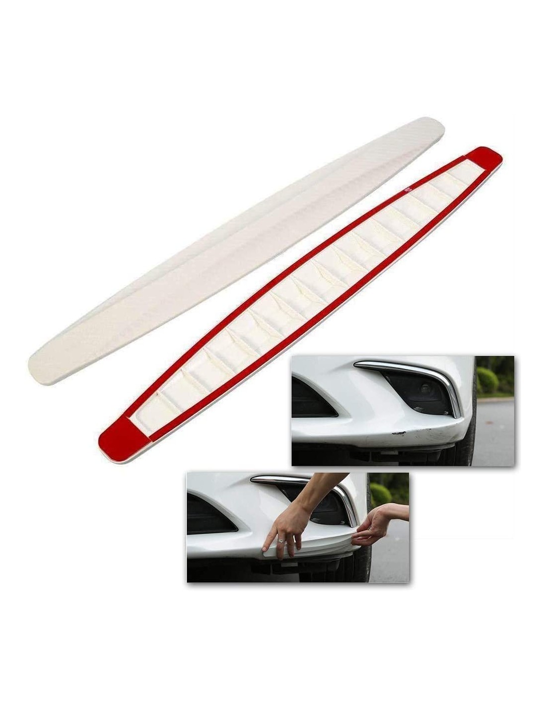Protezione Paraurti Auto 2 Pezzi | Strisce Anticollisione In PVC Nero | Universali, Flessibili Con Effetto Carbonio