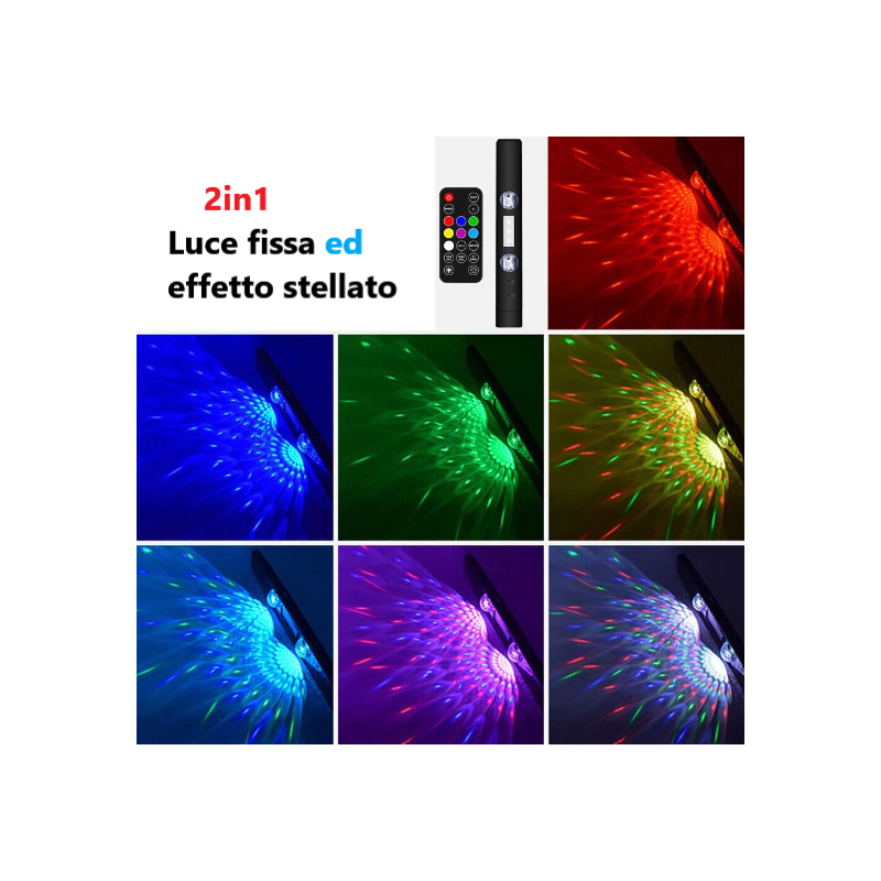 2x LED luce ambientale USB RGB senza fili Auto GMC