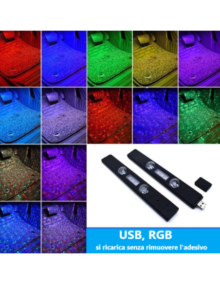 2x LED luce ambientale USB RGB senza fili Auto Isuzu