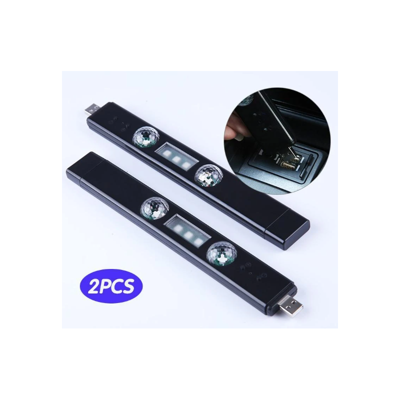 2x LED luce ambientale USB RGB senza fili Auto...