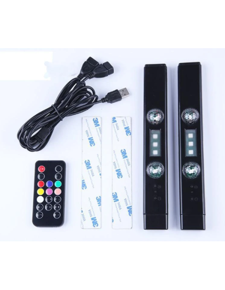 Luci LED RGB per interni auto senza fili, ricaricabili USB – Kit 2 pezzi Rover
