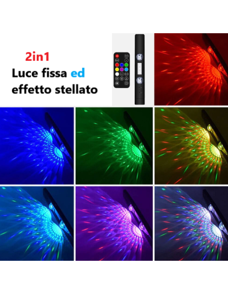 Luci LED RGB per interni auto senza fili, ricaricabili USB – Kit 2 pezzi Rover
