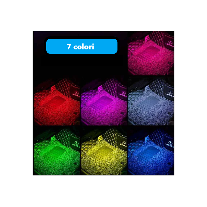 2x LED luce ambientale interna auto USB RGB...