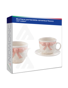 Bicchiere portacialde ceramica fiocco vari colori