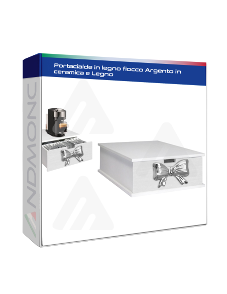 Portacialde in legno fiocco Argento in ceramica e Legno
