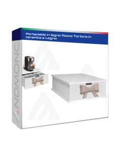 Portacialde in legno fiocco Tortora in ceramica e Legno