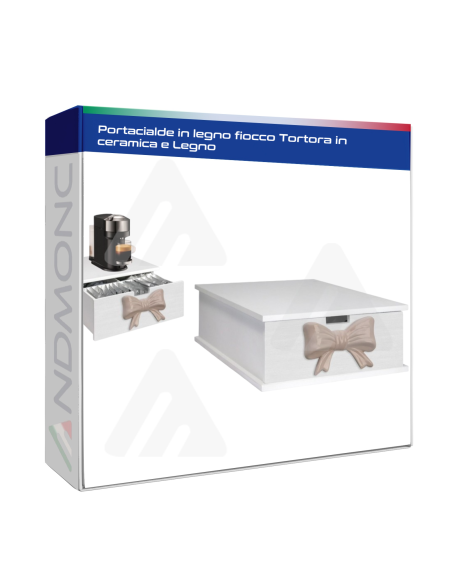 Portacialde in legno fiocco Tortora in ceramica e Legno