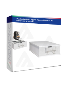 Portacialde in legno fiocco Bianco in ceramica e Legno