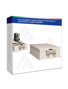 Portacialde in legno fiocco Tortora in ceramica e Legno...