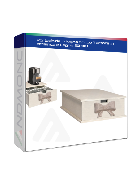 Portacialde in legno fiocco Tortora in ceramica e Legno 23411H