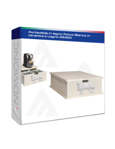 Portacialde in legno fiocco Bianco in ceramica e Legno...