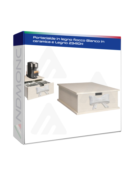 Portacialde in legno fiocco Bianco in ceramica e Legno 23410H