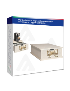 Portacialde in legno fiocco ORO in ceramica e Legno 23409H