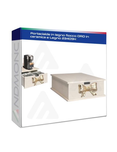 Portacialde in legno fiocco ORO in ceramica e Legno 23409H
