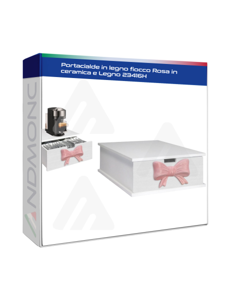 Portacialde in legno fiocco Rosa in ceramica e Legno 23416H