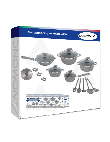 Set batteria pentole 21pz DGBAVARIA grigia